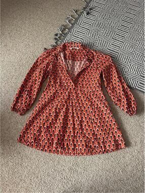 Zara orange peacock print dress